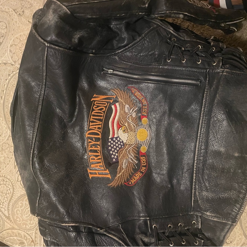 Harley-Davidson Black Leather Jacket with Embroidered Logo